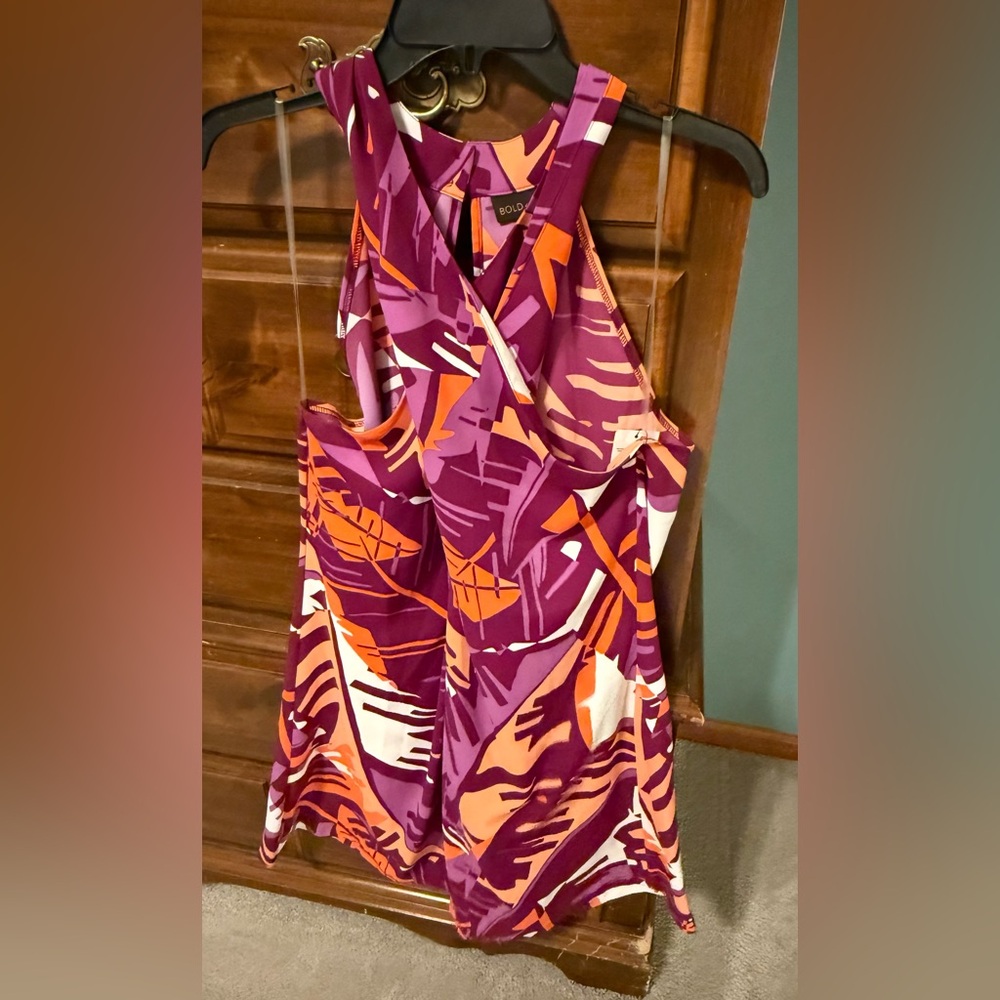 BOLD Elements XL Womens Purple and Orange Dress with Twist Neckline